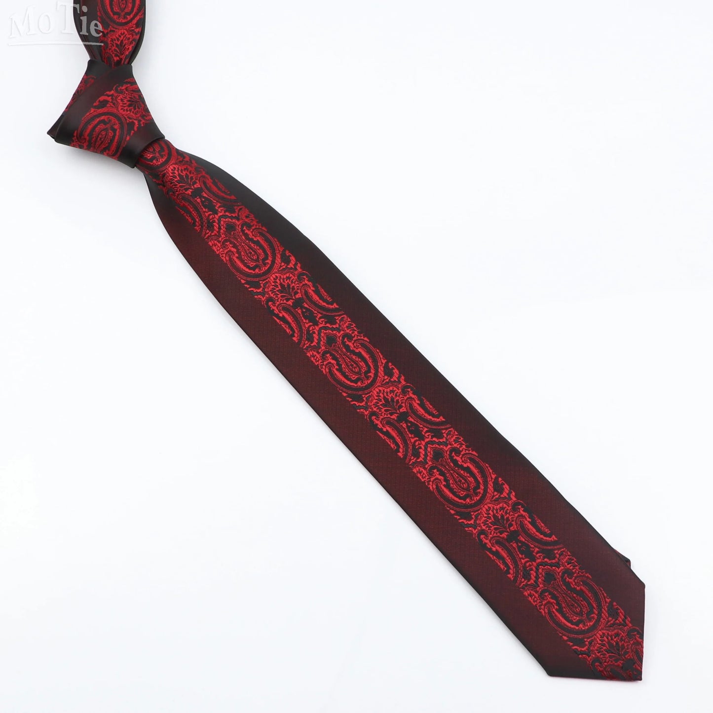 Jacquard Red Grey Necktie 6cm Floral Plaid Patchwork Polyester Male Skinny Party Business Tie Suit Shirt