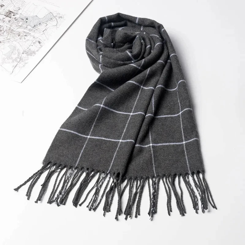 Winter Men Scarf Keep Warm Cashmere Scarves Casual Brand Designer Pashmina Neckerchief Tassel Business Shawl Wrap