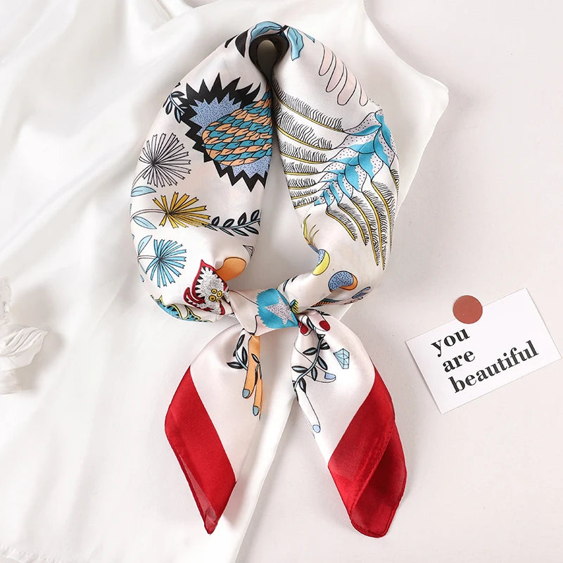 Head Scarf For Women Animal Animal Kerchief Neck Scarfs 70cm Square Shawls and Wrpas Scarves For Ladies
