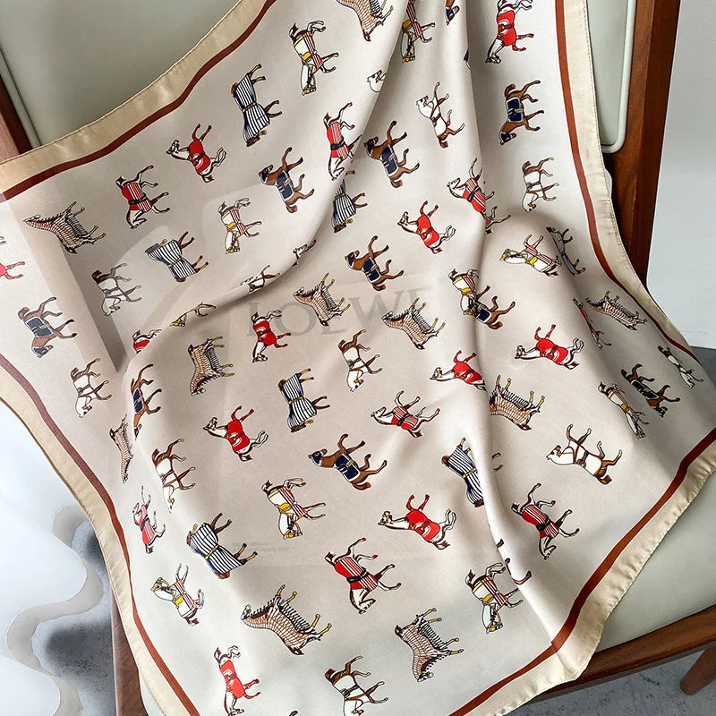 Head Scarf For Women Animal Animal Kerchief Neck Scarfs 70cm Square Shawls and Wrpas Scarves For Ladies
