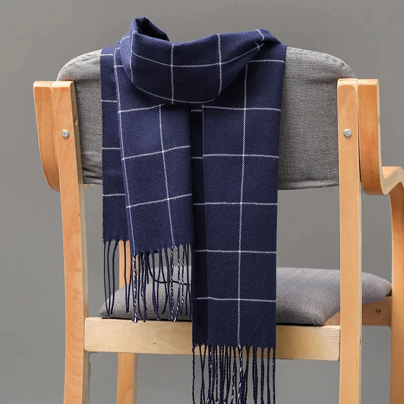 Winter Men Scarf Keep Warm Cashmere Scarves Casual Brand Designer Pashmina Neckerchief Tassel Business Shawl Wrap