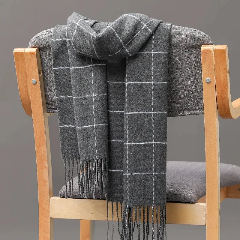Winter Men Scarf Keep Warm Cashmere Scarves Casual Brand Designer Pashmina Neckerchief Tassel Business Shawl Wrap