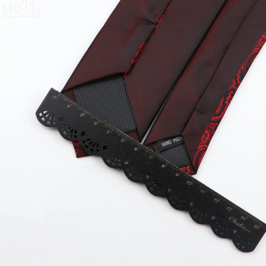 Jacquard Red Grey Necktie 6cm Floral Plaid Patchwork Polyester Male Skinny Party Business Tie Suit Shirt