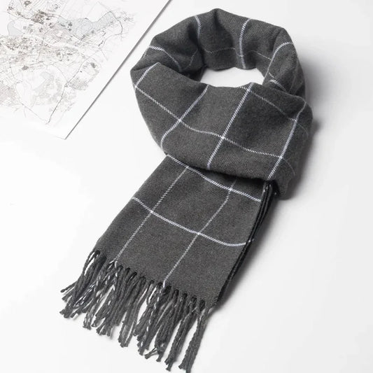 Winter Men Scarf Keep Warm Cashmere Scarves Casual Brand Designer Pashmina Neckerchief Tassel Business Shawl Wrap