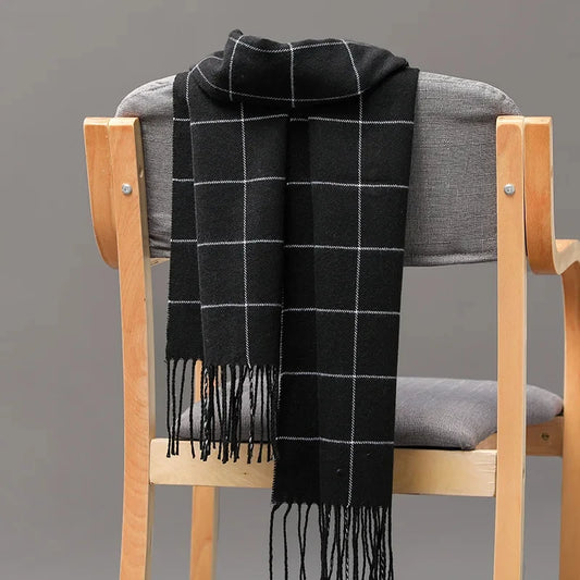 Winter Men Scarf Keep Warm Cashmere Scarves Casual Brand Designer Pashmina Neckerchief Tassel Business Shawl Wrap